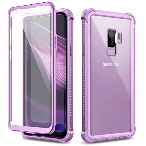 Dexnor Hülle für Samsung Galaxy S9 Plus/S9+ 360 Ganzkörper-Schutzhülle Stoßfest Handyhülle weicher Silikon Griff eingebauter Displayschutz kristallklare Kratzfeste ultradünne Rückseite - Lila von Dexnor