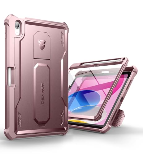 Dexnor Hülle Kompatibel mit iPad 10 Generation (2022 Release), 360-Schutz-Ganzkörper-Fall mit eingebautem Displayschutz-Bumper-Fall Kompatibel mit iPad 10.9"(2022) - Pfingstrose Rosa von Dexnor