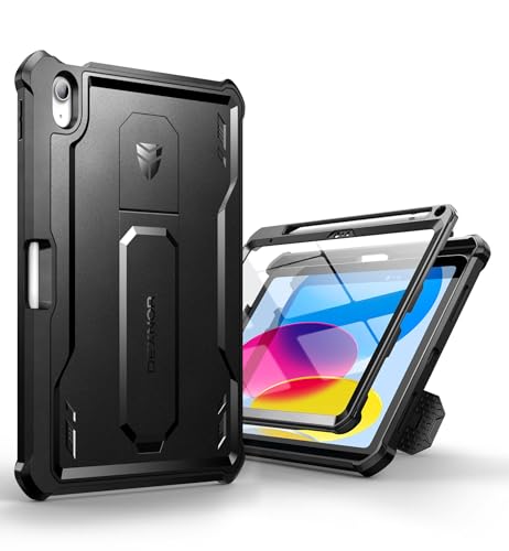 Dexnor Hülle Kompatibel mit iPad 10 Generation (2022 Release), 360-Schutz-Ganzkörper-Fall mit eingebautem Displayschutz-Bumper-Fall Kompatibel mit iPad 10.9"(2022) - Schwarz von Dexnor