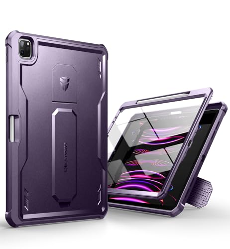 Dexnor Hülle Kompatibel mit iPad Pro 12.9 Generation (2022/2021/2020), 360 Schutz Ganzkörper Fall mit eingebautem Displayschutz, Schutzhülle Bumper Fall Kompatibel mit iPad 12.9" - Lila von Dexnor
