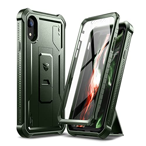 Dexnor Hülle iPhone XR, eingebauter Displayschutz und Ständer, strapazierfähig, militärischer Schutz, stoßfest, Schutzhülle für iPhone XR, grün von Dexnor
