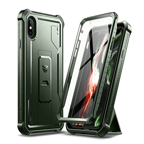 Dexnor Hülle iPhone XS 360, Ganzkörper-Design, robust, stoßfest, militärisch, Fallgetestet, integrierter Displayschutz und Ständer für iPhone XS - Grün von Dexnor