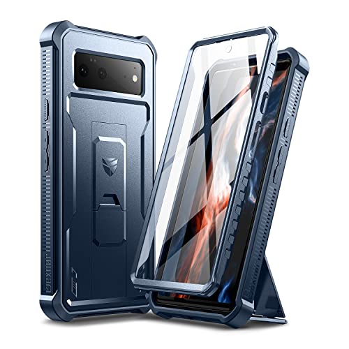 Dexnor Kompatibel mit Google Pixel 6 (5G) Hülle, [Eingebaute Displayschutzfolie und Ständer] Strapazierfähiger Schutz in Militärqualität Stoßfeste Schutzhülle Kompatibel mit Google Pixel 6 (5G) – Blau von Dexnor
