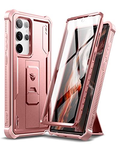 Dexnor Kompatibel mit Hülle Samsung Galaxy S22 Ultra 5G mit integrierter Displayschutzfolie 360 Ganzkörper-Stoßschutz-Stoßschutzhülle in Militärqualität mit Ständer – Pink Dexnor Kompatibel mit Hülle Samsung Galaxy S22 Ultra 5G mit integrierter Displayschutzfolie 360 Ganzkörper-Stoßschutz-Stoßschutzhülle in Militärqualität mit Ständer – Pink von Dexnor