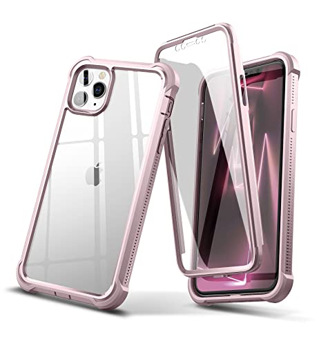 Dexnor Kompatibel mit iPhone 11 Pro Hülle 5,8-Zoll-360-Grad-Ganzkörper-Schutzhülle (2020 Release) mit integriertem Displayschutz - Pfingstrosa von Dexnor