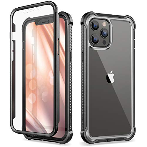 Dexnor Kompatibel mit iPhone 12 Pro Max 6,7'' Hülle, 360-Grad-Ganzkörper-Stoßdämpfer-Schutzabdeckung vorne und hinten mit integriertem Displayschutz - Schwarz von Dexnor