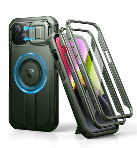 Dexnor Kompatibel mit iPhone 13/14 Hülle mit Kameraabdeckung Schieben & Einstellbarer Kickstand & Integrierter Displayschutz, Robuste stoßfeste Bumper Heavy Duty Mangetic Schutzhülle- Military Green Dexnor Kompatibel mit iPhone 13/14 Hülle mit Kameraabdeckung Schieben & Einstellbarer Kickstand & Integrierter Displayschutz, Robuste stoßfeste Bumper Heavy Duty Mangetic Schutzhülle- Military Green von Dexnor