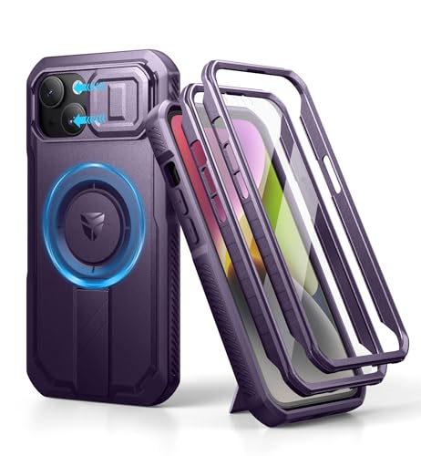 Dexnor Kompatibel mit iPhone 13/14 Hülle mit Kameraabdeckung Schieben & Einstellbarer Kickstand & Integrierter Displayschutz, Robuste stoßfeste Bumper Heavy Duty Mangetic Schutzhülle - Phantom Lila Dexnor Kompatibel mit iPhone 13/14 Hülle mit Kameraabdeckung Schieben & Einstellbarer Kickstand & Integrierter Displayschutz, Robuste stoßfeste Bumper Heavy Duty Mangetic Schutzhülle - Phantom Lila von Dexnor