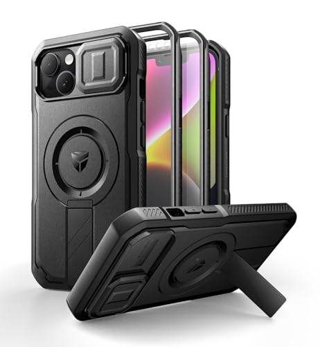 Dexnor Kompatibel mit iPhone 13/14 Hülle mit Kameraabdeckung Schieben & Einstellbarer Kickstand & Integrierter Displayschutz, Robuste stoßfeste Bumper Heavy Duty Mangetic Schutzhülle - Schwarz Dexnor Kompatibel mit iPhone 13/14 Hülle mit Kameraabdeckung Schieben & Einstellbarer Kickstand & Integrierter Displayschutz, Robuste stoßfeste Bumper Heavy Duty Mangetic Schutzhülle - Schwarz von Dexnor