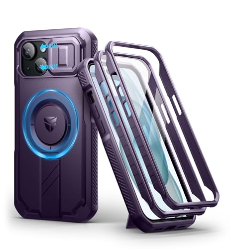Dexnor Kompatibel mit iPhone 15 Hülle mit Kameraabdeckung Schieben & Einstellbarer Kickstand & Integrierter Displayschutz, Robuste stoßfeste Bumper Heavy Duty Mangetic Schutzhülle - Phantom Lila Dexnor Kompatibel mit iPhone 15 Hülle mit Kameraabdeckung Schieben & Einstellbarer Kickstand & Integrierter Displayschutz, Robuste stoßfeste Bumper Heavy Duty Mangetic Schutzhülle - Phantom Lila von Dexnor