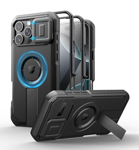 Dexnor Kompatibel mit iPhone 16 Pro Max Hülle mit Kameraabdeckung Schieben & Einstellbarer Kickstand & Integrierter Displayschutz, Robuste stoßfeste Bumper Heavy Duty Mangetic Schutzhülle - Schwarz Dexnor Kompatibel mit iPhone 16 Pro Max Hülle mit Kameraabdeckung Schieben & Einstellbarer Kickstand & Integrierter Displayschutz, Robuste stoßfeste Bumper Heavy Duty Mangetic Schutzhülle - Schwarz von Dexnor