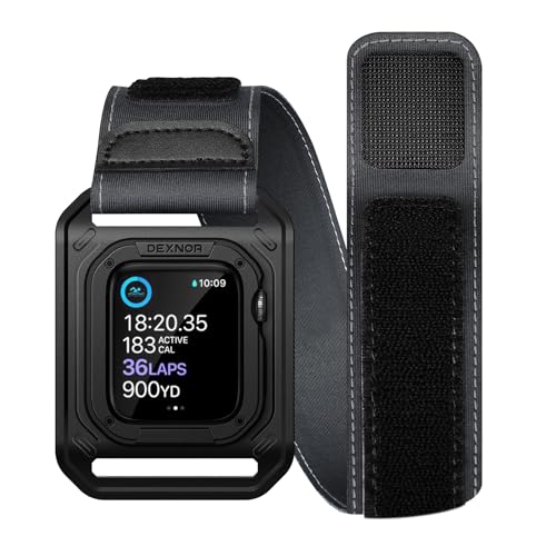 Dexnor Laufarmband für Apple Watch, hautfreundlich, schweißfest, Sportarmband und kompatibel mit Apple Watch, perfekt zum Joggen, Fitnessstudio (44–45 mm), 44-45mm von Dexnor