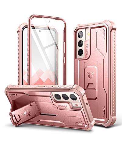 Dexnor Kompatibel mit Hülle Samsung Galaxy S22 5G mit integrierter Displayschutzfolie 360 Ganzkörper-Stoßschutz-Stoßschutzhülle in Militärqualität mit Ständer - Pink Dexnor Kompatibel mit Hülle Samsung Galaxy S22 5G mit integrierter Displayschutzfolie 360 Ganzkörper-Stoßschutz-Stoßschutzhülle in Militärqualität mit Ständer - Pink von Dexnor