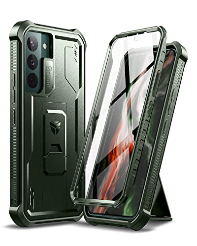 Dexnor Samsung Galaxy S22 5G Hülle mit integrierter Displayschutzfolie Militär-Grad 360 Full Body Shockproof Bumper Protection Cover with Stand – grün von Dexnor