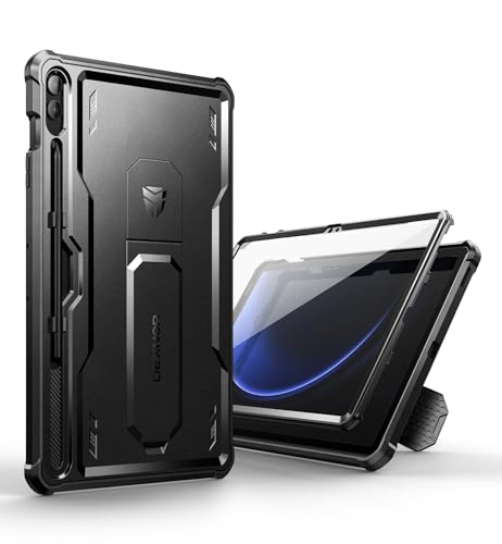 Dexnor Samsung Galaxy Tab S9 FE Plus Hülle, [Eingebaute Displayschutzfolie und Ständer] Strapazierfähiger Schutz in Militärqualität Stoßfeste Schutzhülle für Samsung Galaxy Tab S9 FE Plus - Schwarz von Dexnor