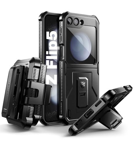 Dexnor Stoßfeste Hülle Kompatibel mit Samsung Galaxy Z Flip 5 5G, Robuste Stoßfänger Schutzhülle mit faltbarem Kickstand, Holster Cover mit 360° Drehbarem Gürtelclip - Schwarz Dexnor Stoßfeste Hülle Kompatibel mit Samsung Galaxy Z Flip 5 5G, Robuste Stoßfänger Schutzhülle mit faltbarem Kickstand, Holster Cover mit 360° Drehbarem Gürtelclip - Schwarz von Dexnor
