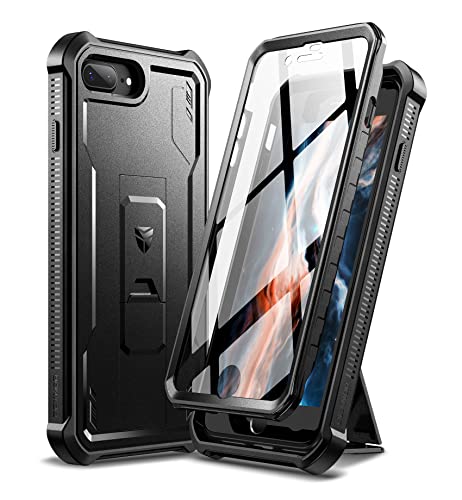 Dexnor für Apple iPhone 7 Plus/8 Plus Hülle, [Eingebauter Displayschutz und Kickstand] Heavy Duty Military Grade Schutz Stoßfeste Schutzhülle für Apple iPhone 7 Plus/8 Plus - Schwarz von Dexnor