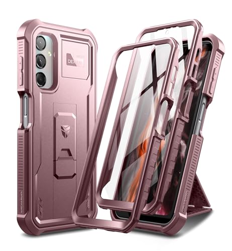 Dexnor Kompatibel mit Samsung Galaxy A24 Hülle【Doppelter Frontrahmen 】, Bumpershock Technology Fallschutz Robuste Telefonabdeckung Stoßfeste Schutzhülle mit Kickstand - Rosa von Dexnor