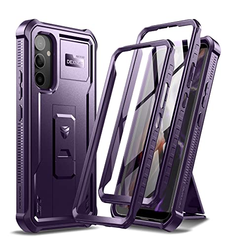 Dexnor für Samsung Galaxy A54 5G Hülle【Doppelter Frontrahmen 】, Bumpershock Technology Fallschutz Robuste Telefonabdeckung Stoßfeste Schutzhülle mit Kickstand - Phantom Lila von Dexnor