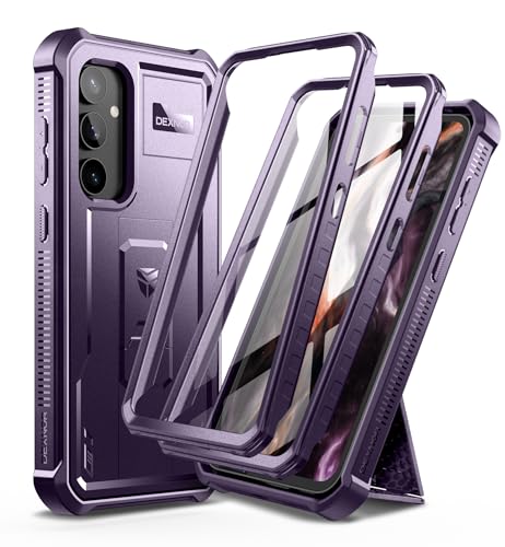 Dexnor Kompatibel mit Samsung Galaxy S23 FE 5G Hülle, mit eingebautem Displayschutz 360 Ganzkörper Stoßfeste Stoßstangenschutz Abdeckung mit Ständer - Phantom Lila von Dexnor