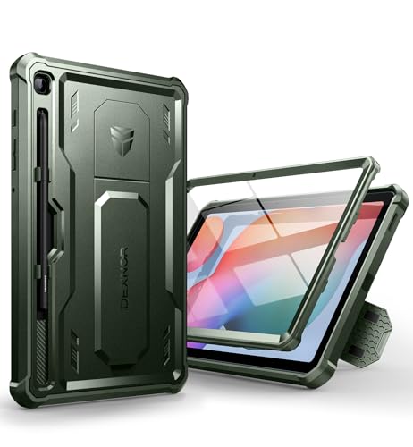 Dexnor für Samsung Galaxy Tab S6 Lite Hülle,[Eingebaute Displayschutzfolie und Ständer] Strapazierfähiger Schutz in Militärqualität Stoßfeste Schutzhülle für Samsung Galaxy Tab S6 Lite - Green von Dexnor