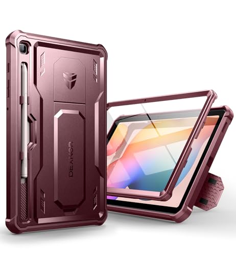 Dexnor für Samsung Galaxy Tab S6 Lite Hülle,[Eingebaute Displayschutzfolie und Ständer] Strapazierfähiger Schutz in Militärqualität Stoßfeste Schutzhülle für Samsung Galaxy Tab S6 Lite - Magic Red von Dexnor