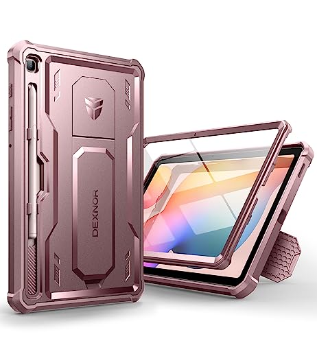 Dexnor Schutzhülle für Samsung Galaxy Tab S6 Lite, eingebauter Displayschutz und Ständer, strapazierfähig, militärischer Schutz, stoßfest, Schutzhülle für Samsung Galaxy Tab S6 Lite, Rosa von Dexnor