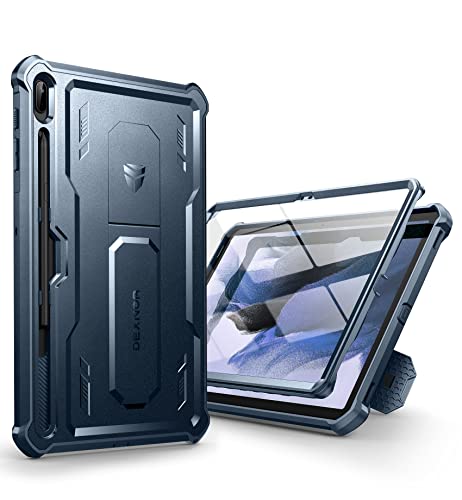 Dexnor für Samsung Galaxy Tab S7+/S8+ Hülle, [Eingebaute Displayschutzfolie und Ständer] Strapazierfähiger Schutz in Militärqualität Stoßfeste Schutzhülle für Samsung Galaxy Tab S7+/S8+ (Blau) von Dexnor