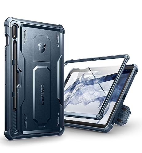Dexnor für Samsung Galaxy Tab S7/S8 Hülle,[Eingebaute Displayschutzfolie und Ständer] Strapazierfähiger Schutz in Militärqualität Stoßfeste Schutzhülle für Samsung Galaxy Tab S7/S8 - Marineblau von Dexnor