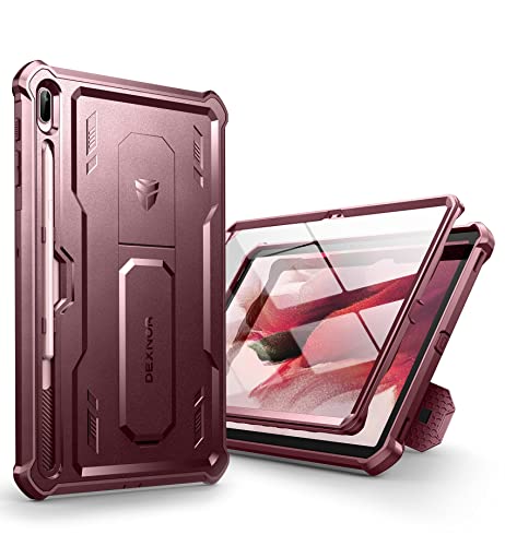 Dexnor für Samsung Galaxy Tab S7 FE Hülle, [Eingebaute Displayschutzfolie und Ständer] Strapazierfähiger Schutz in Militärqualität Stoßfeste Schutzhülle für Samsung Galaxy Tab S7 FE – Magic Red von Dexnor