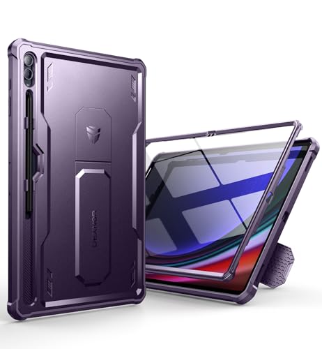 Dexnor für Samsung Galaxy Tab S9 Ultra/S8 Ultra Hülle, [Eingebaute Displayschutzfolie und Ständer] Strapazierfähiger Schutz in Militärqualität Stoßfeste Schutzhülle für Samsung Tab S9 Ultra -Lila von Dexnor