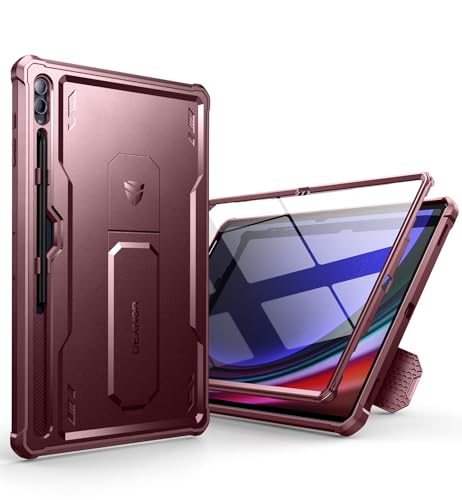 Dexnor für Samsung Galaxy Tab S9 Ultra/S8 Ultra Hülle, [Eingebaute Displayschutzfolie und Ständer] Strapazierfähiger Schutz in Militärqualität Stoßfeste Schutzhülle für Samsung Tab S9 Ultra- Magic Red von Dexnor