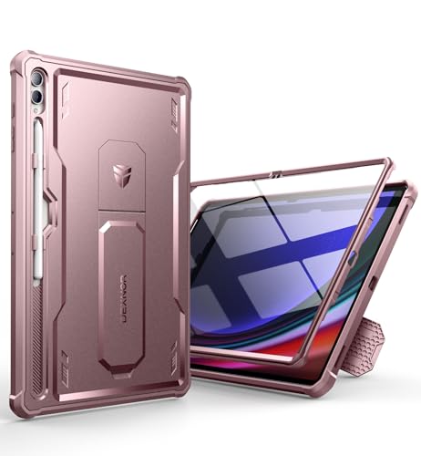 Dexnor für Samsung Galaxy Tab S9 Ultra/S8 Ultra Hülle, [Eingebaute Displayschutzfolie und Ständer] Strapazierfähiger Schutz in Militärqualität Stoßfeste Schutzhülle für Tab S8 Ultra/S9 Ultra - Rosa von Dexnor