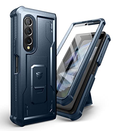 Dexnor für Samsung Galaxy Z Fold 3 5G (2021) Hülle, Full-Body Dual Layer Rugged Case mit eingebautem Displayschutz und Kickstand (NO Pen Slot) - Blau von Dexnor