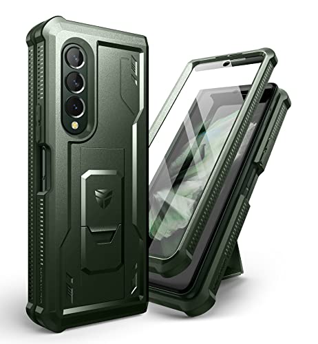Dexnor für Samsung Galaxy Z Fold 3 5G (2021) Hülle, Full-Body Dual Layer Rugged Case mit eingebautem Displayschutz und Kickstand (NO Pen Slot) - Grün von Dexnor