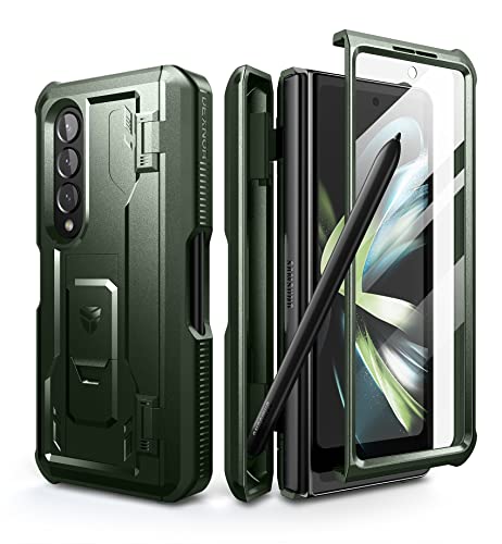 Dexnor für Samsung Galaxy Z Fold 4 5G (2021) Hülle, Ganzkörper Dual Layer Rugged Case mit integrierter Displayschutzfolie & Kickstand & S Pen Slot - Grün von Dexnor