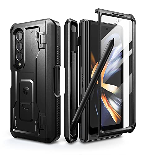 Dexnor für Samsung Galaxy Z Fold 4 5G (2021) Hülle, Ganzkörper Dual Layer Rugged Case mit integrierter Displayschutzfolie & Kickstand & S Pen Slot - Schwarz von Dexnor