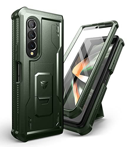 Dexnor für Samsung Galaxy Z Fold 4 5G Hülle, Full-Body Dual Layer Rugged Fall mit eingebautem Displayschutz Kickstand (NO Pen Slot) - Grün von Dexnor