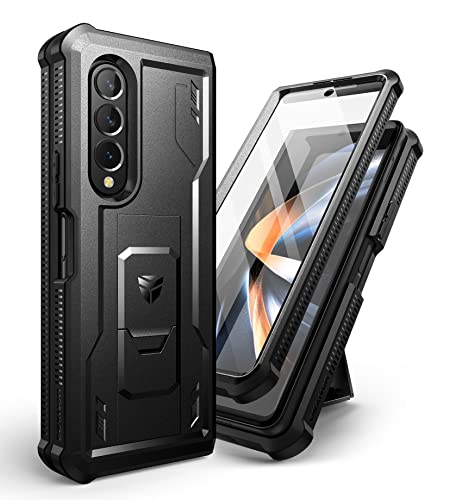 Dexnor für Samsung Galaxy Z Fold 4 5G Hülle, Full-Body Dual Layer Rugged Fall mit eingebautem Displayschutz Kickstand (NO Pen Slot) - Schwarz von Dexnor