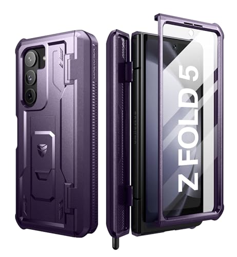 Dexnor für Samsung Galaxy Z Fold 5 5G Hülle, Ganzkörper Dual Layer Rugged Case mit integrierter Displayschutzfolie & Kickstand & S Pen Slot - Phantom Lila von Dexnor