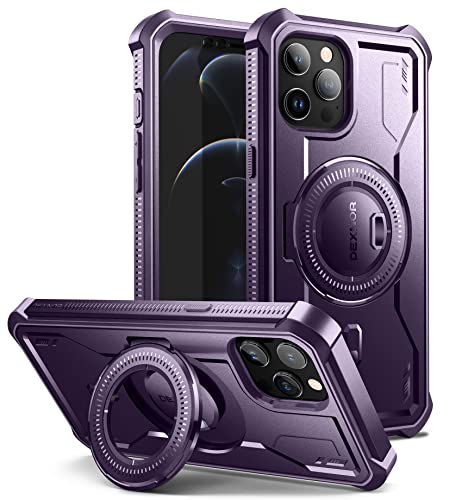 Dexnor Kompatibel mit iPhone 12 Pro Max Hülle [Built in Screen Protector und Kickstand],Heavy Duty Military Grade Schutz Stoßfeste Schutzhülle Kompatibel mit iPhone 12 Pro Max - Lila von Dexnor