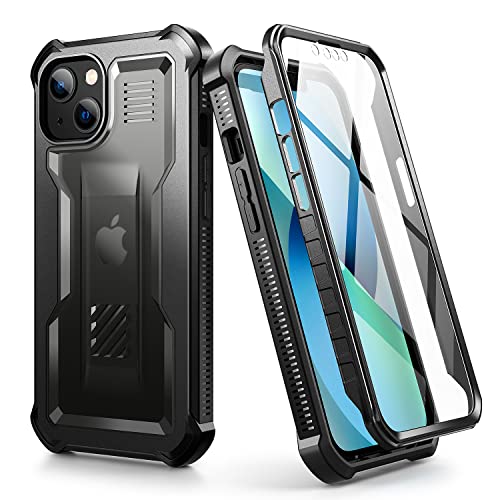 Dexnor für iPhone 13 für iPhone 14 Hülle, Stoßfester Seitenschutz Bumper Cover, 360° Fall stoßfest mit integrierter Displayschutzfolie - Schwarz von Dexnor