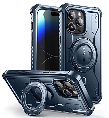 Dexnor für iPhone 14 Pro Max Hülle Kompatibel für MagSafe[Built in Screen Protector und Kickstand],Heavy Duty Military Grade Schutz Stoßfeste Schutzhülle für iPhone 14 Pro Max - Blau von Dexnor