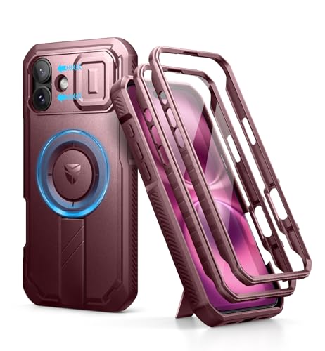 Dexnor Kompatibel mit iPhone 16 Plus Hülle mit Kameraabdeckung Schieben & Einstellbarer Kickstand & Integrierter Displayschutz, Robuste stoßfeste Bumper Heavy Duty Mangetic Schutzhülle - Magie Rot Dexnor Kompatibel mit iPhone 16 Plus Hülle mit Kameraabdeckung Schieben & Einstellbarer Kickstand & Integrierter Displayschutz, Robuste stoßfeste Bumper Heavy Duty Mangetic Schutzhülle - Magie Rot von Dexnor