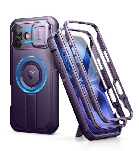 Dexnor Kompatibel mit iPhone 16 Plus Hülle mit Kameraabdeckung Schieben & Einstellbarer Kickstand & Integrierter Displayschutz, Robuste stoßfeste Bumper Heavy Duty Mangetic Schutzhülle - Phantom Lila Dexnor Kompatibel mit iPhone 16 Plus Hülle mit Kameraabdeckung Schieben & Einstellbarer Kickstand & Integrierter Displayschutz, Robuste stoßfeste Bumper Heavy Duty Mangetic Schutzhülle - Phantom Lila von Dexnor