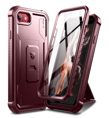 Dexnor für iPhone SE 2022/2020 Hülle, iPhone 7/8 Handyhülle[Eingebauter Displayschutz und Kickstand] Heavy Duty Military Grade Schutz Stoßfeste Schutzhülle für Apple iPhone 7/8/SE2/SE3 - Magic Red von Dexnor