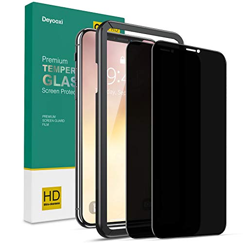 Deyooxi 2 Stück Sichtschutz für iPhone XS/X/iPhone 11 Pro,3D Full Screen Glas Blickschutzfolie mit Positionierhilfe,Privacy Schutzfolie,Anti-Spy Displayschutz Folie,Schwarz von Deyooxi