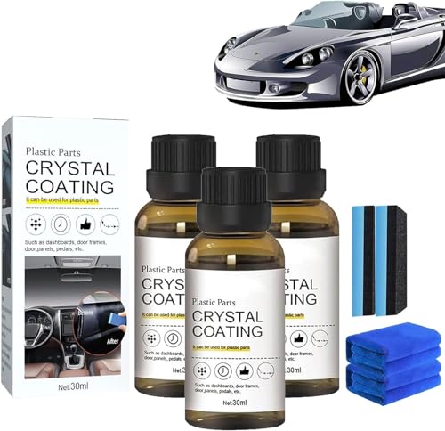 Crystal Coating, Automotive Crystal Coating, Crystal Coating for Car Plastic Parts, Long Duration Plastic Restorer Refurbish Agent, Easy to Use Car Refresher, Great Gloss Protection (3Pcs) von Deysen