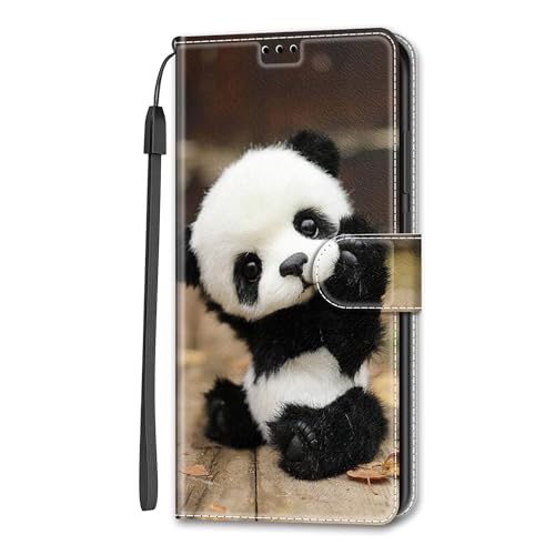 Dfjhure Handyhülle für Motorola Moto G14 Hülle Wallet Leder Kartenfach Magnet Stoßfeste Handytasche Klapphülle Case Kompatibel mit Motorola Moto G14 - Panda von Dfjhure