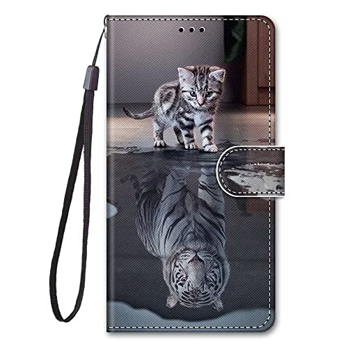 Dfjhure Handyhülle für Oppo A16 / A16S / A54S Hülle Wallet Leder Handytasche Klapphülle mit [Kartensteckplätzen] [Standfunktion] Hülle Case für Oppo A16 / A16S / A54S - Katzen und Tiger von Dfjhure